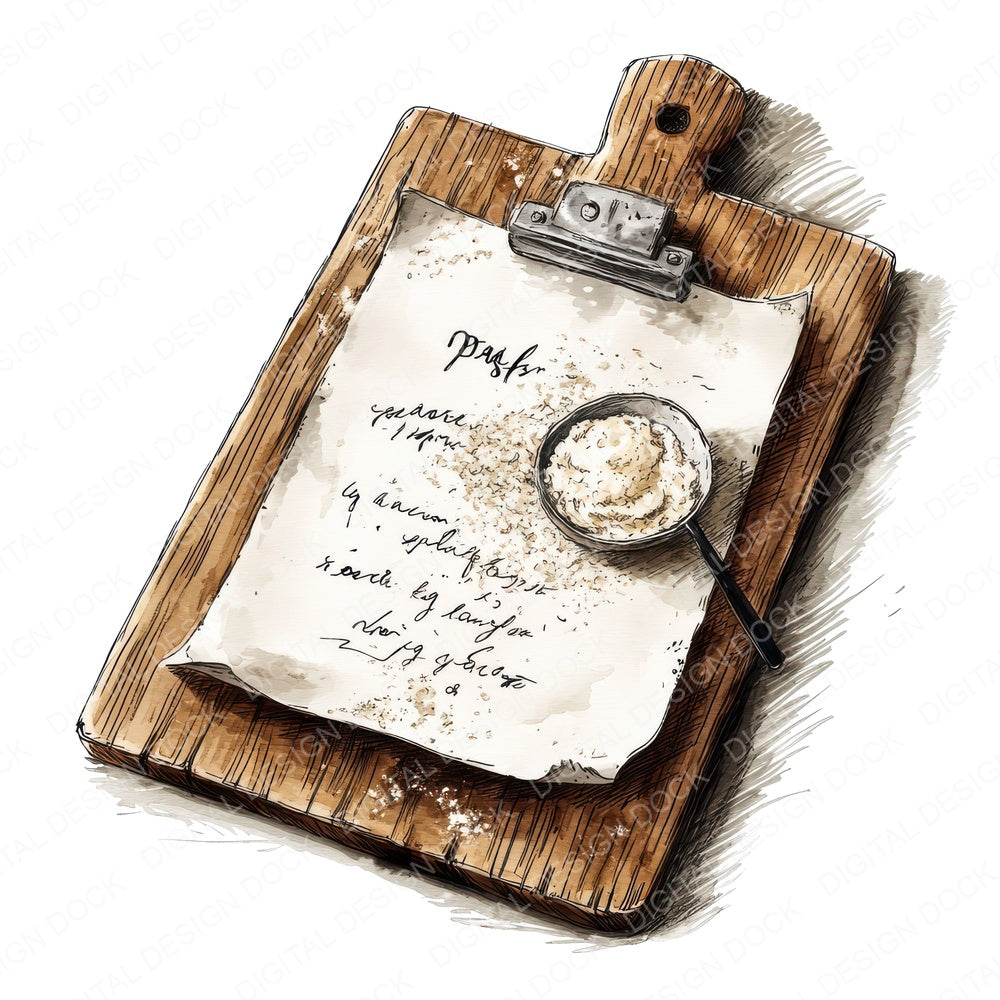 Recipe Clipboard with Flour fussy cut sheet in US Letter format showing all 12 designs on one printable page