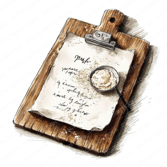 Recipe Clipboard with Flour fussy cut sheet in US Letter format showing all 12 designs on one printable page