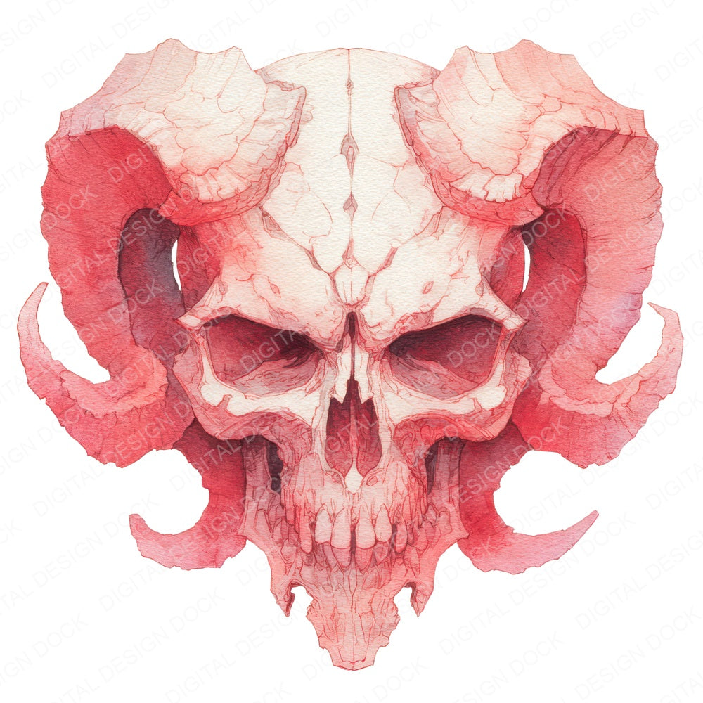 Red Demonic Skull fussy cut sheet in A4 format showing all 12 designs on one printable page