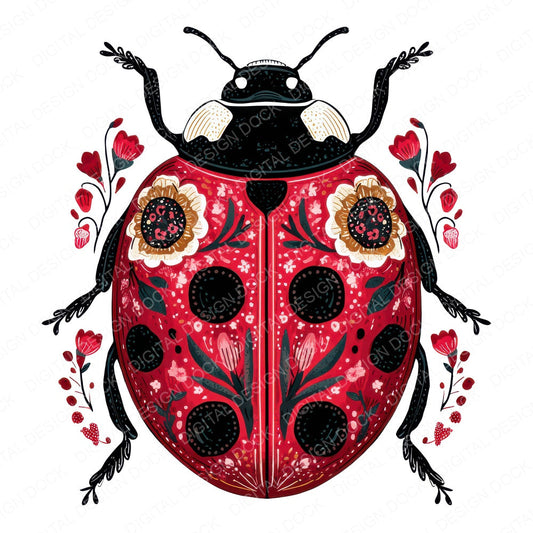 Red Folk Art Ladybird Clipart Set (DDD008218)