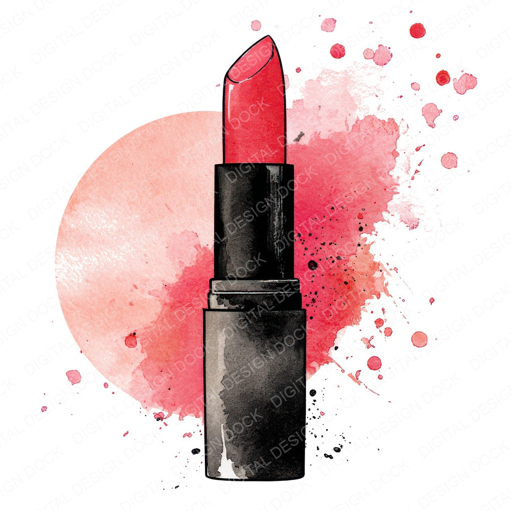 Red Lipstick Watercolour fussy cut sheet in A4 format showing all 12 designs on one printable page