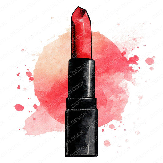 Red Lipstick Watercolour fussy cut sheet in US Letter format showing all 12 designs on one printable page