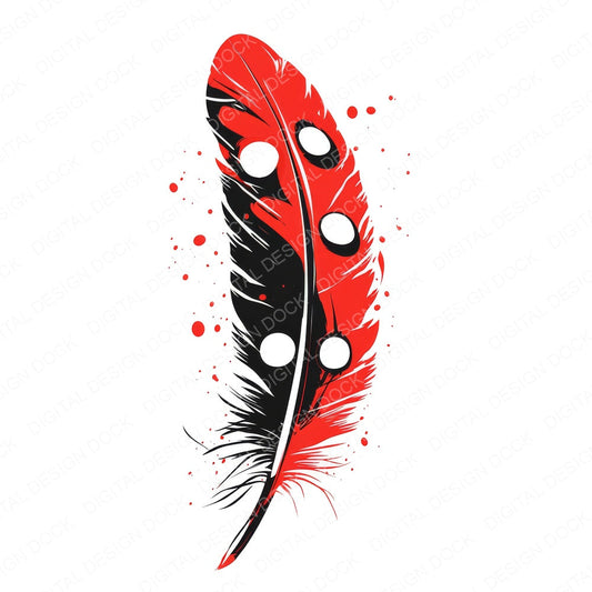 Red and Black Tribal Feather fussy cut sheet in A4 format showing all 12 designs on one printable page