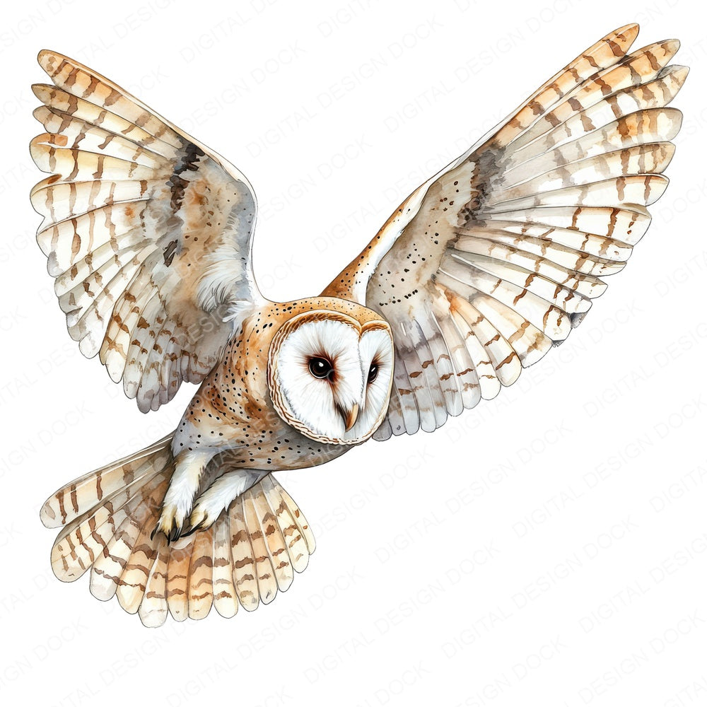 Regal Barn Owl fussy cut sheet in US Letter format showing all 12 designs on one printable page