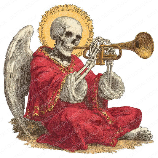 Retro Skeleton Angel fussy cut sheet in A4 format showing all 12 designs on one printable page