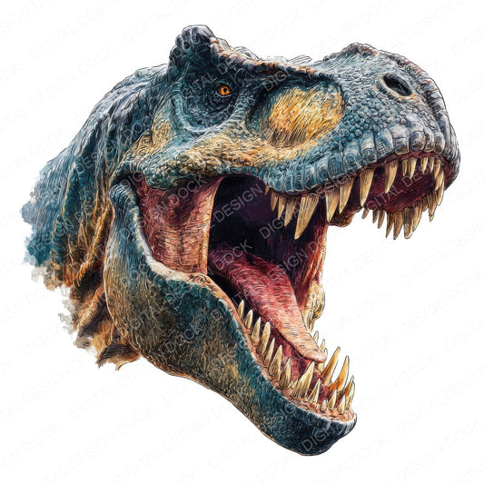 Roaring T Rex fussy cut sheet in A4 format showing all 12 designs on one printable page