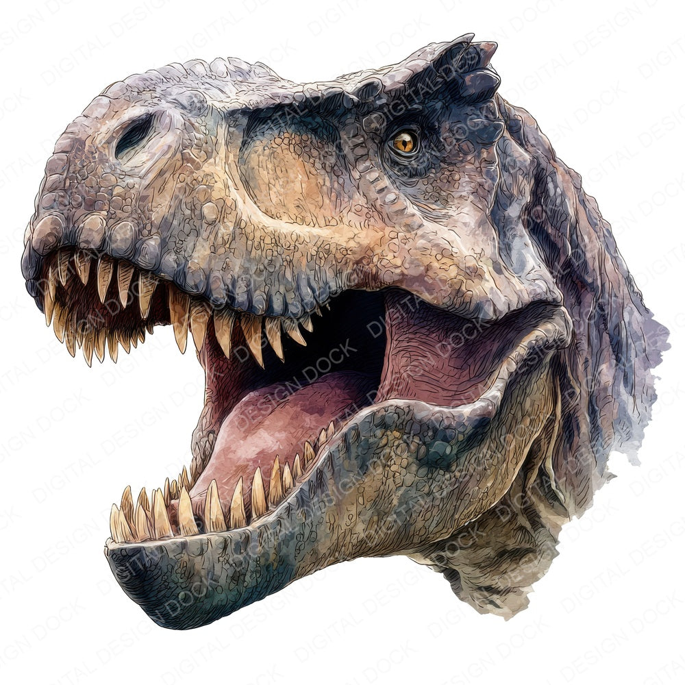 Roaring T Rex fussy cut sheet in US Letter format showing all 12 designs on one printable page