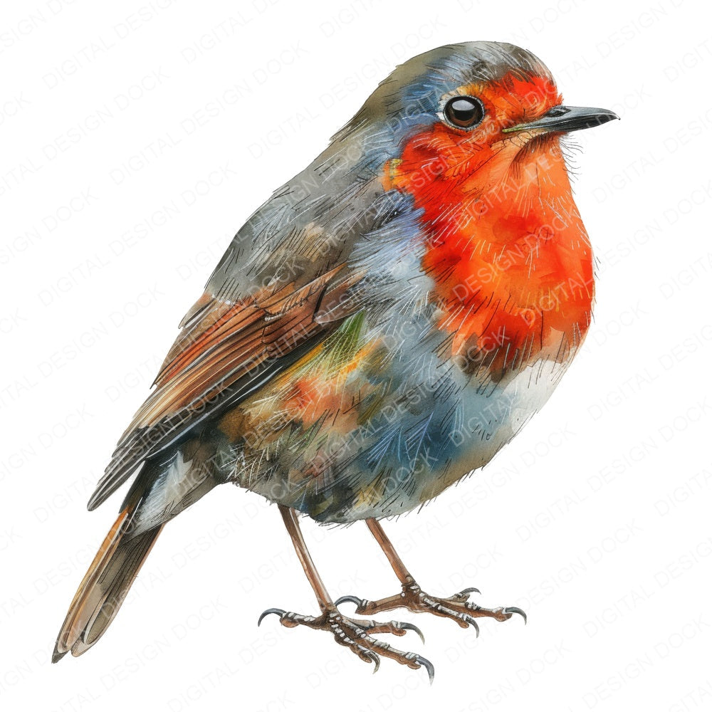 Robin Red Breast fussy cut sheet in A4 format showing all 12 designs on one printable page