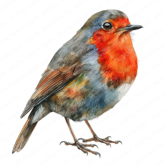 Robin Red Breast fussy cut sheet in A4 format showing all 12 designs on one printable page