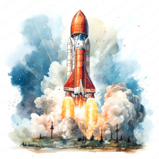 Rocket Lauch fussy cut sheet in A4 format showing all 12 designs on one printable page