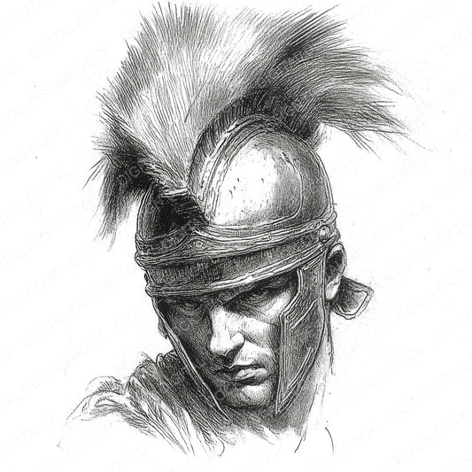 Roman Warrior Sketch fussy cut sheet in A4 format showing all 12 designs on one printable page