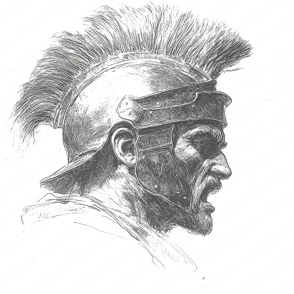 Roman Warrior Sketch fussy cut sheet in US Letter format showing all 12 designs on one printable page