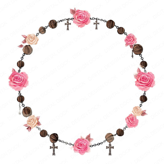 Rosary Beads Roses fussy cut sheet in A4 format showing all 12 designs on one printable page
