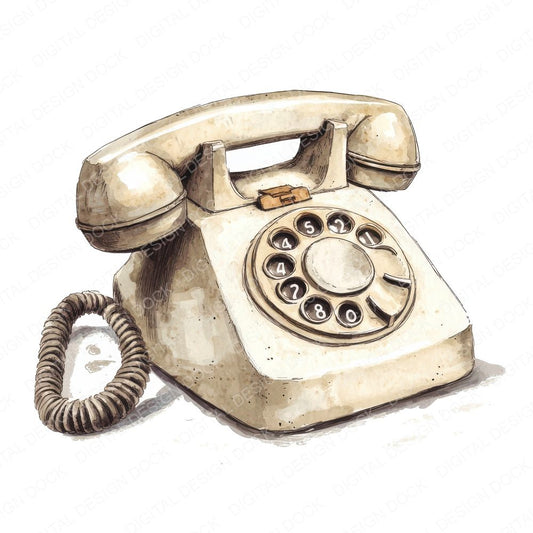 Rotary Telephone Clipart Clipart Set (DDD006456)