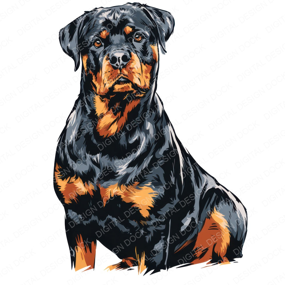Another Rottweiler Watercolour Dog clipart design shown full size