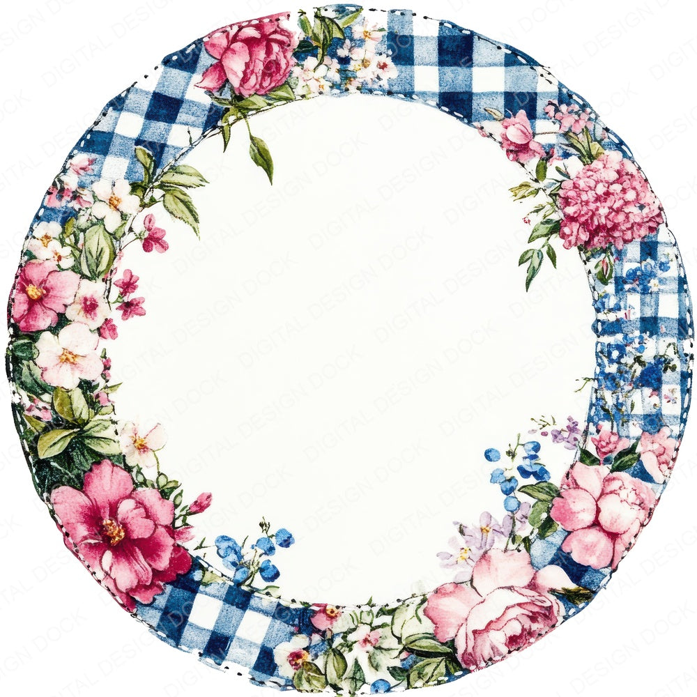 Round Patchwork Fabric Border fussy cut sheet in A4 format showing all 12 designs on one printable page