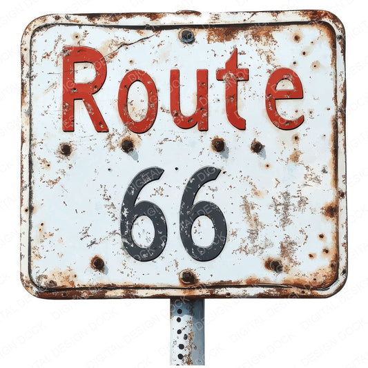 Route Road Sign fussy cut sheet in A4 format showing all 12 designs on one printable page