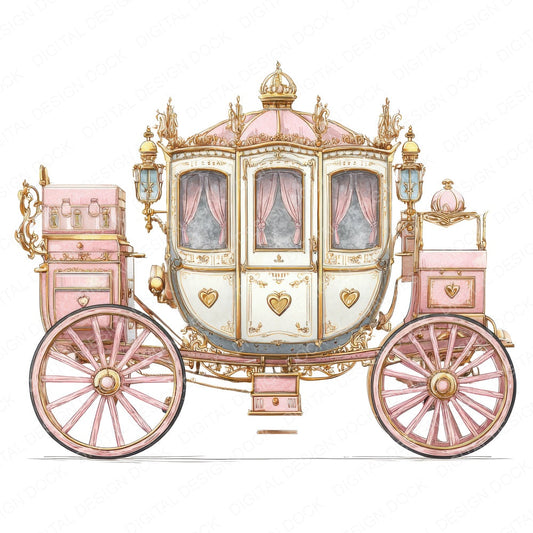 Royal Princess Carriage fussy cut sheet in US Letter format showing all 12 designs on one printable page