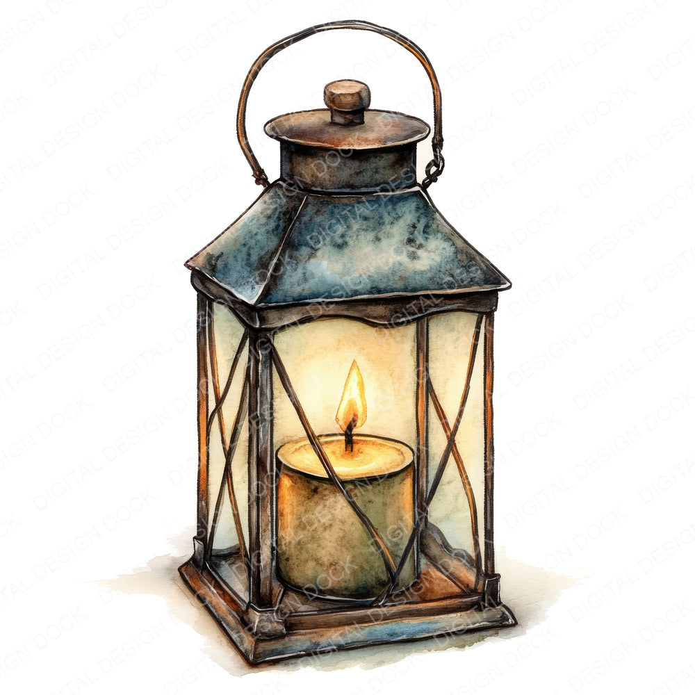 Rustic Candle Lantern fussy cut sheet in A4 format showing all 12 designs on one printable page