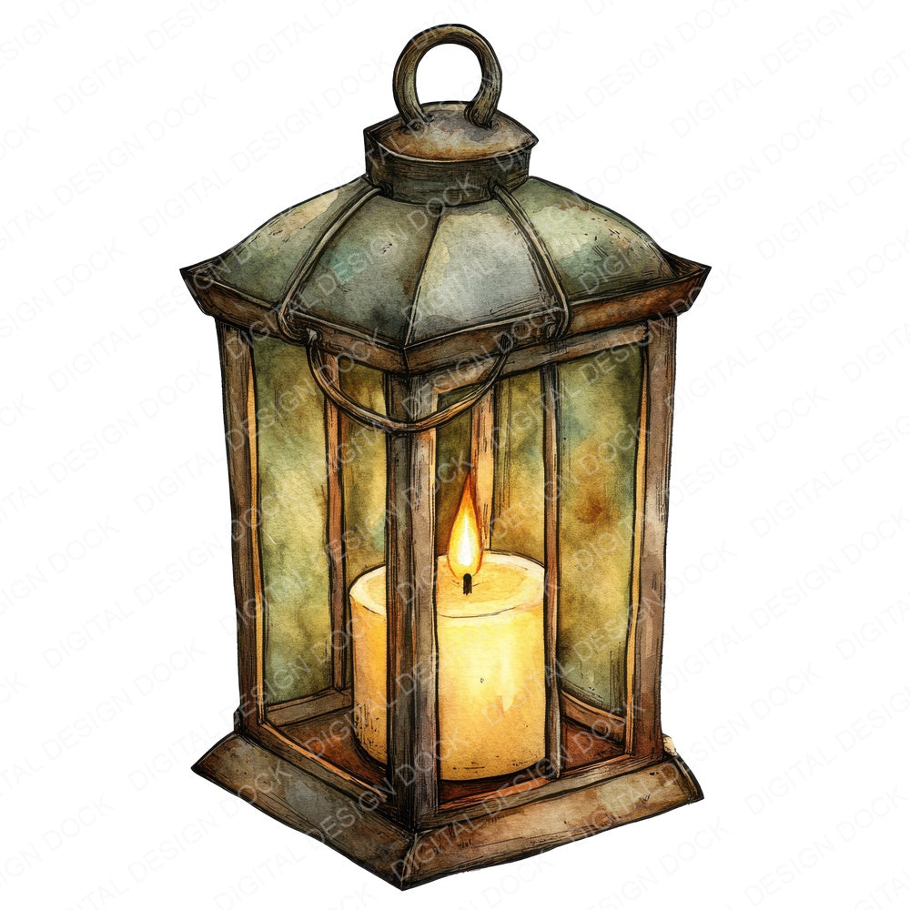 Rustic Candle Lantern fussy cut sheet in US Letter format showing all 12 designs on one printable page