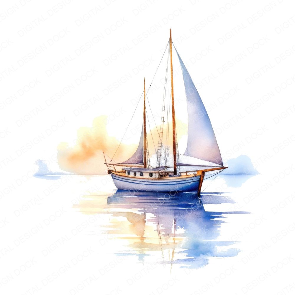 Sailboat at Dawn Clipart Set (DDD006482)