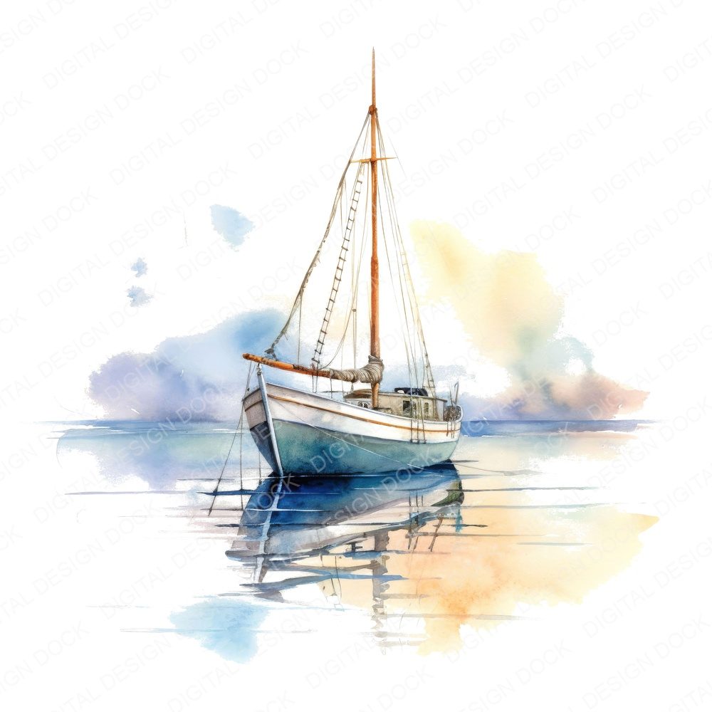 Sailboat at Dawn Clipart Set (DDD006482)
