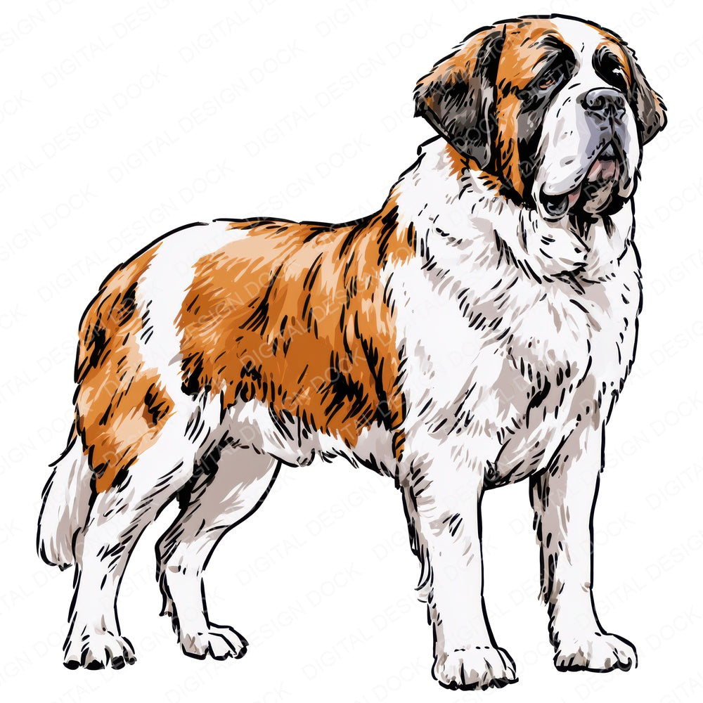 Another Saint Bernard Watercolour Dog clipart design shown full size