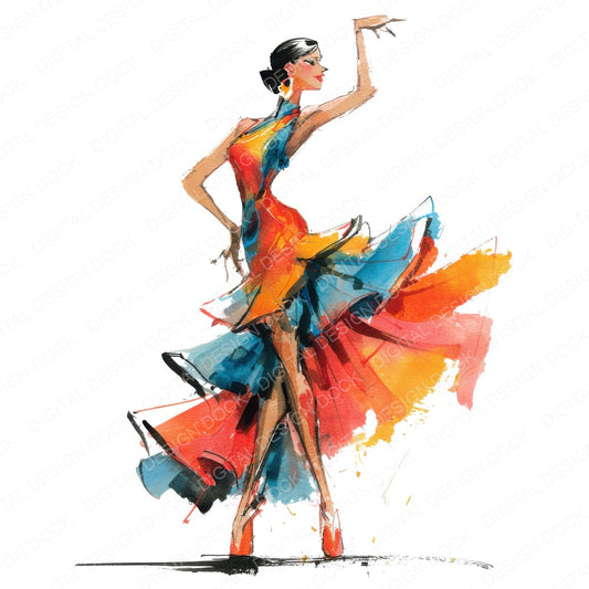 Salsa Dancer Woman fussy cut sheet in A4 format showing all 12 designs on one printable page