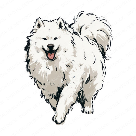 Another Samoyed Watercolour Dog clipart design shown full size