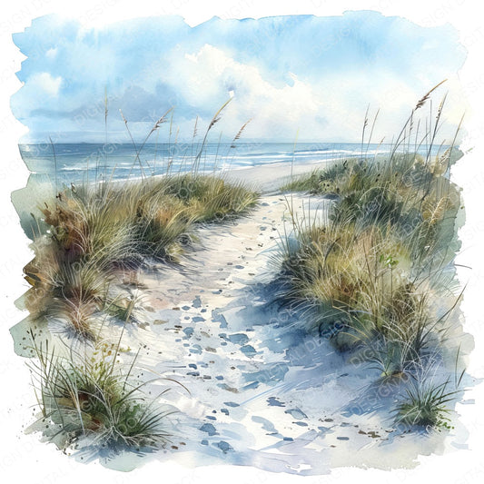Sand Dune Path fussy cut sheet in A4 format showing all 12 designs on one printable page