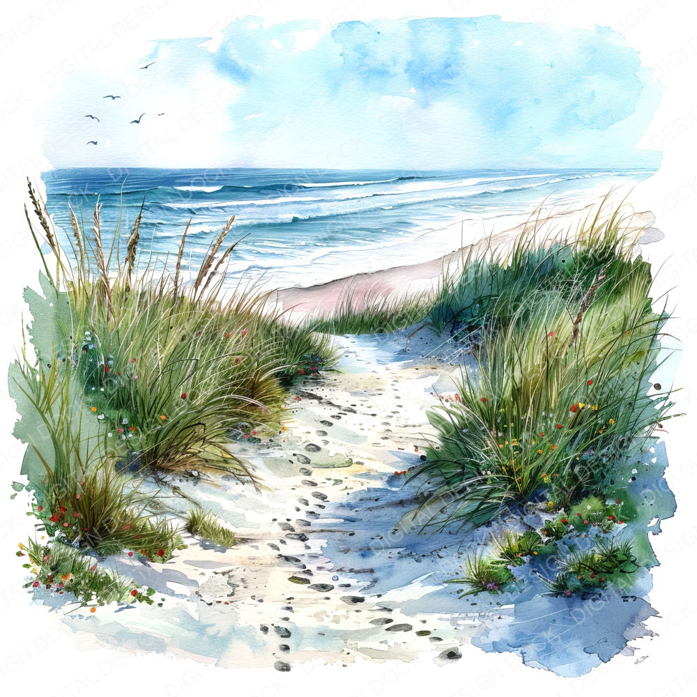 Sand Dune Path fussy cut sheet in US Letter format showing all 12 designs on one printable page
