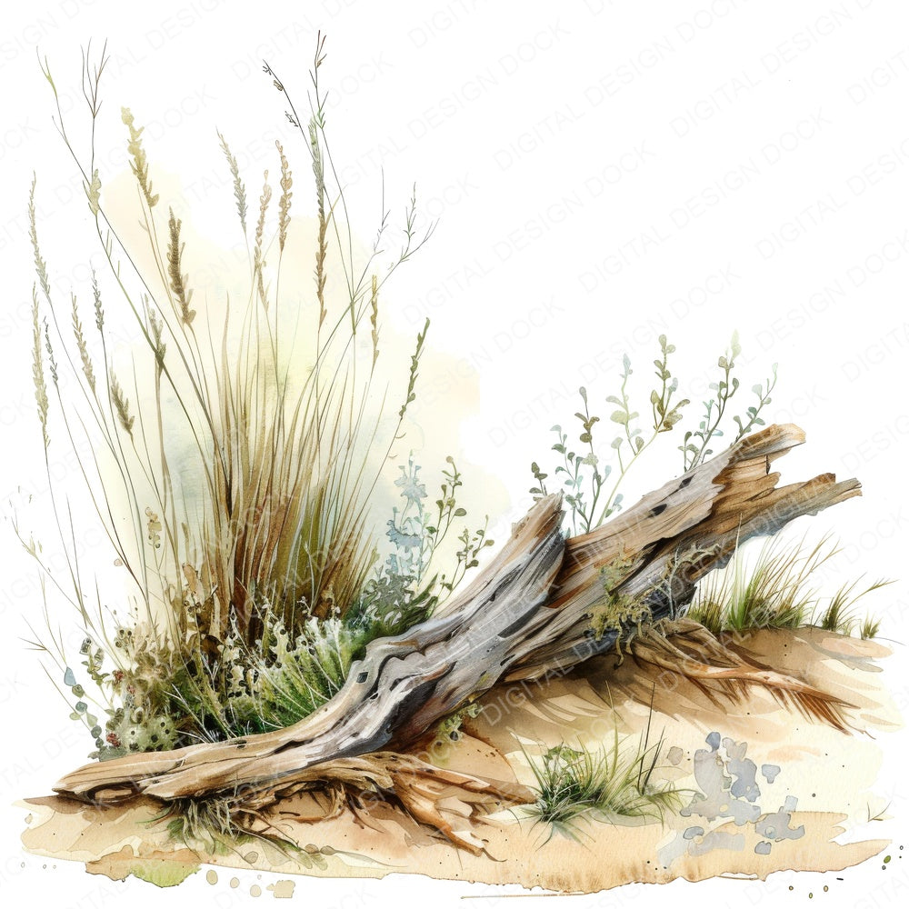 Sand Dunes Driftwood fussy cut sheet in US Letter format showing all 12 designs on one printable page