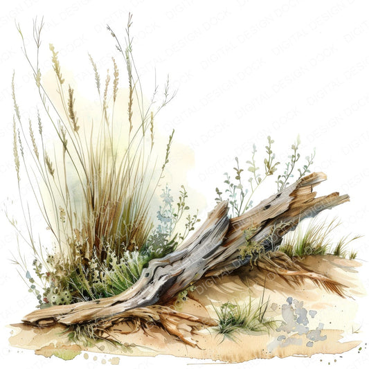 Sand Dunes Driftwood fussy cut sheet in US Letter format showing all 12 designs on one printable page