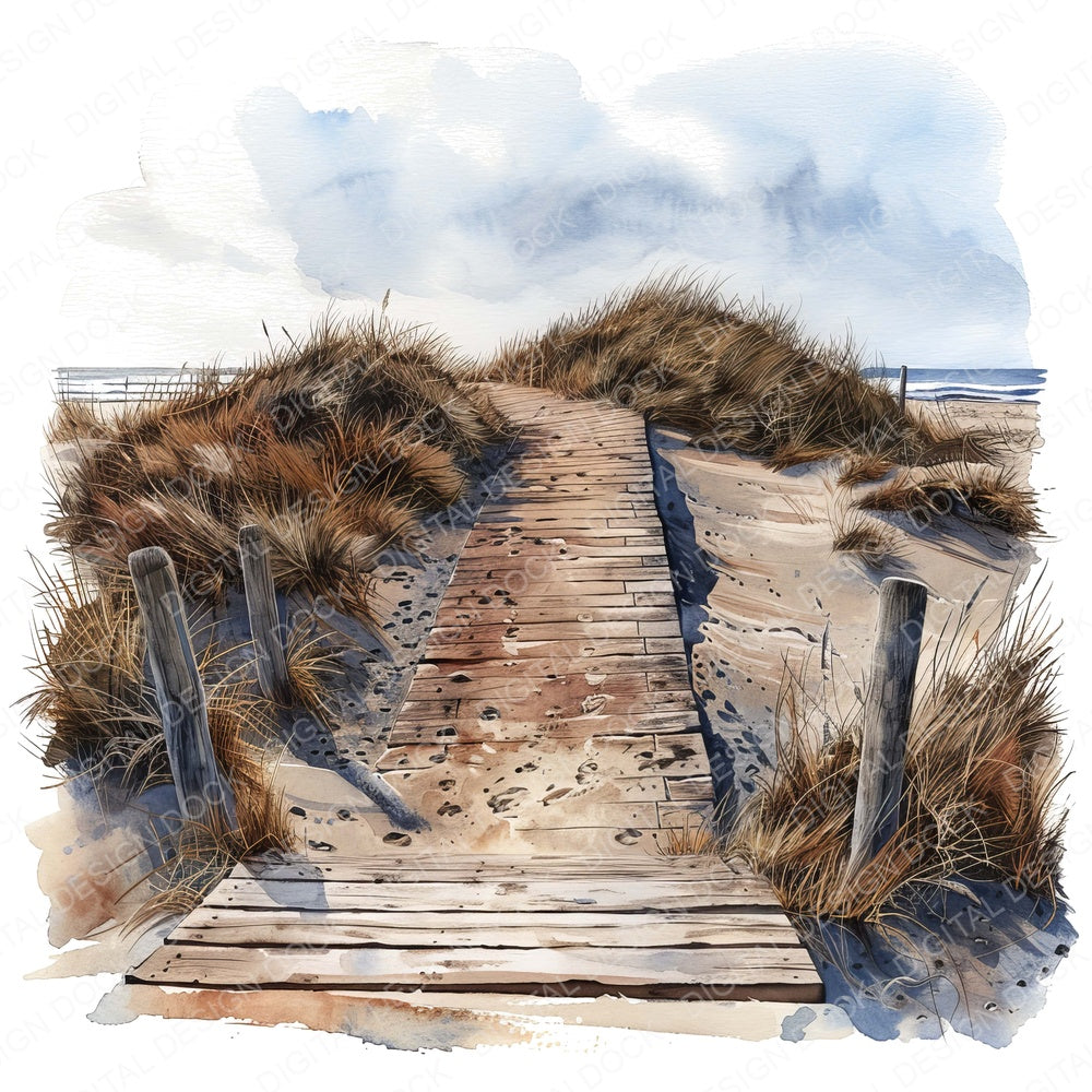 Sand Dunes Wooden Broadwalk fussy cut sheet in US Letter format showing all 12 designs on one printable page