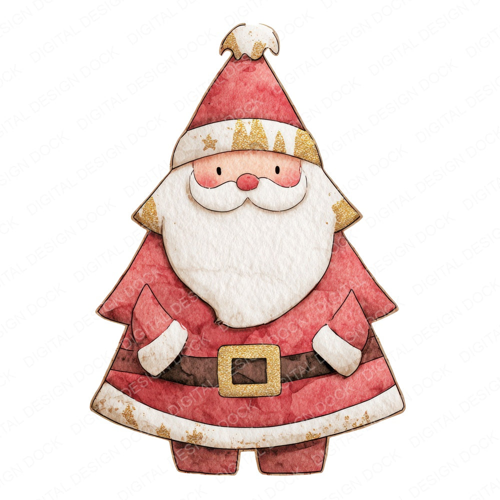 Santa Christmas Tree fussy cut sheet in A4 format showing all 12 designs on one printable page