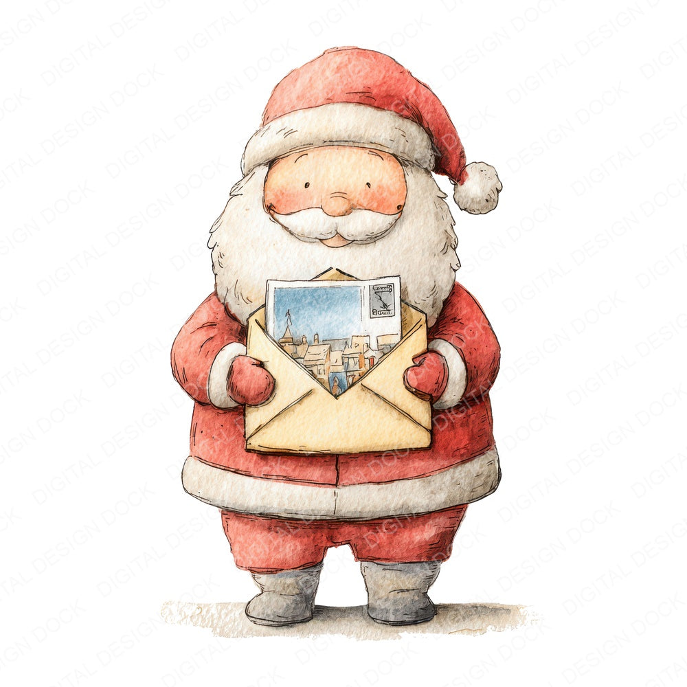 Santa Large Envelope fussy cut sheet in A4 format showing all 12 designs on one printable page