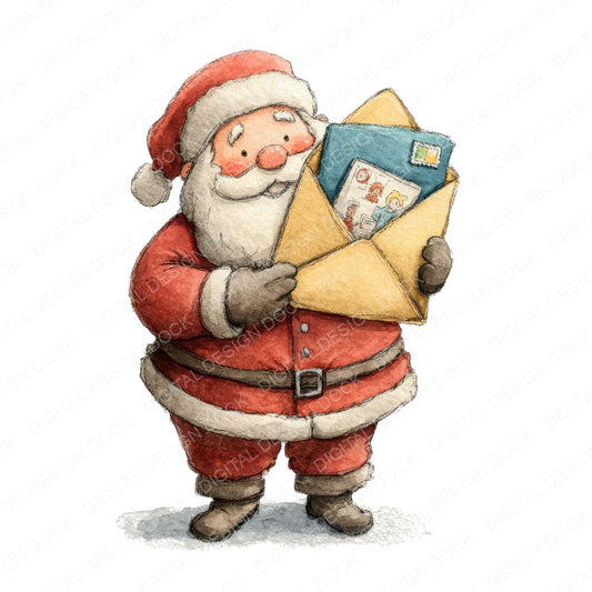 Santa Large Envelope fussy cut sheet in US Letter format showing all 12 designs on one printable page