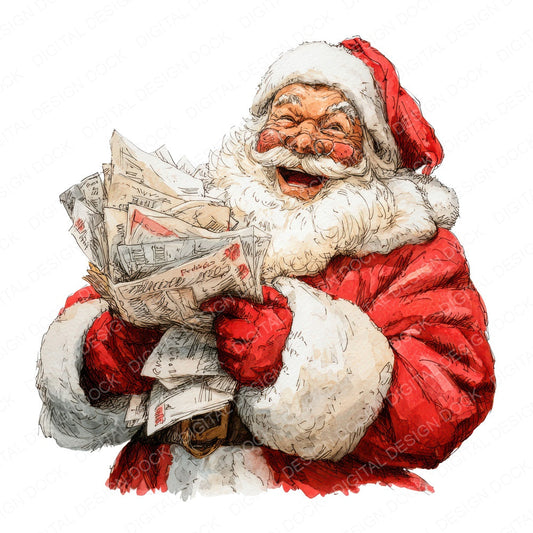 Santa Laughing with Letters fussy cut sheet in A4 format showing all 12 designs on one printable page
