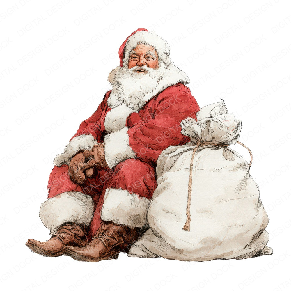Santa Sack of Letters fussy cut sheet in A4 format showing all 12 designs on one printable page