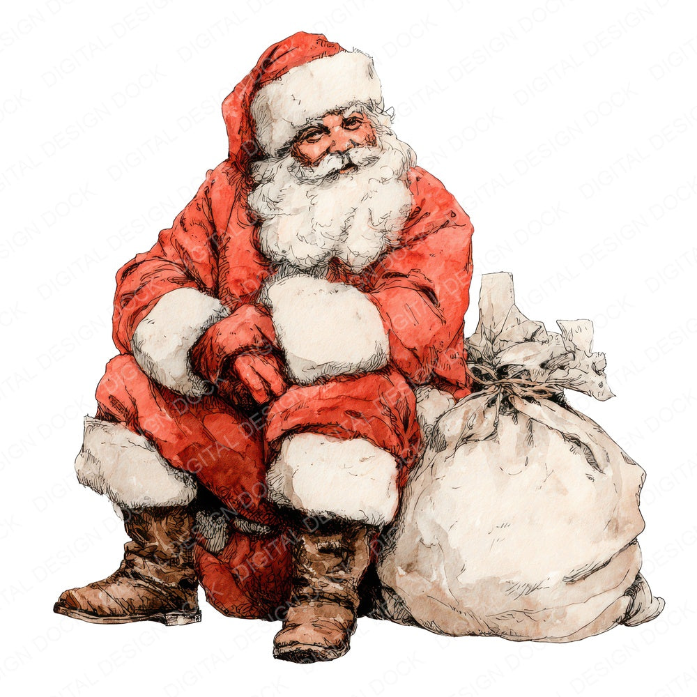 Santa Sack of Letters fussy cut sheet in US Letter format showing all 12 designs on one printable page