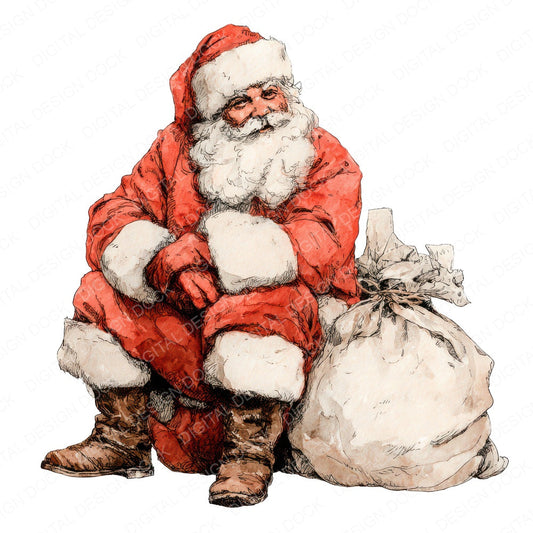 Santa Sack of Letters fussy cut sheet in US Letter format showing all 12 designs on one printable page
