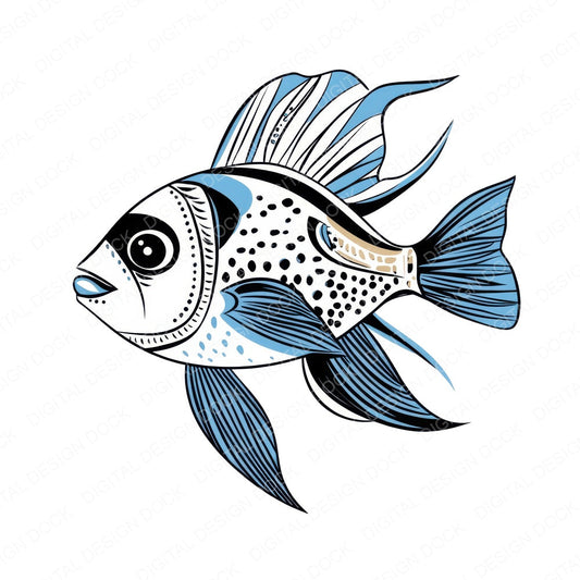 Scandinavian Abstract Fish fussy cut sheet in A4 format showing all 12 designs on one printable page