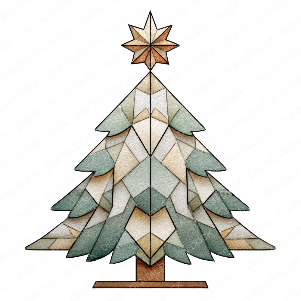 Scandinavian Christmas Tree A fussy cut sheet in A4 format showing all 12 designs on one printable page