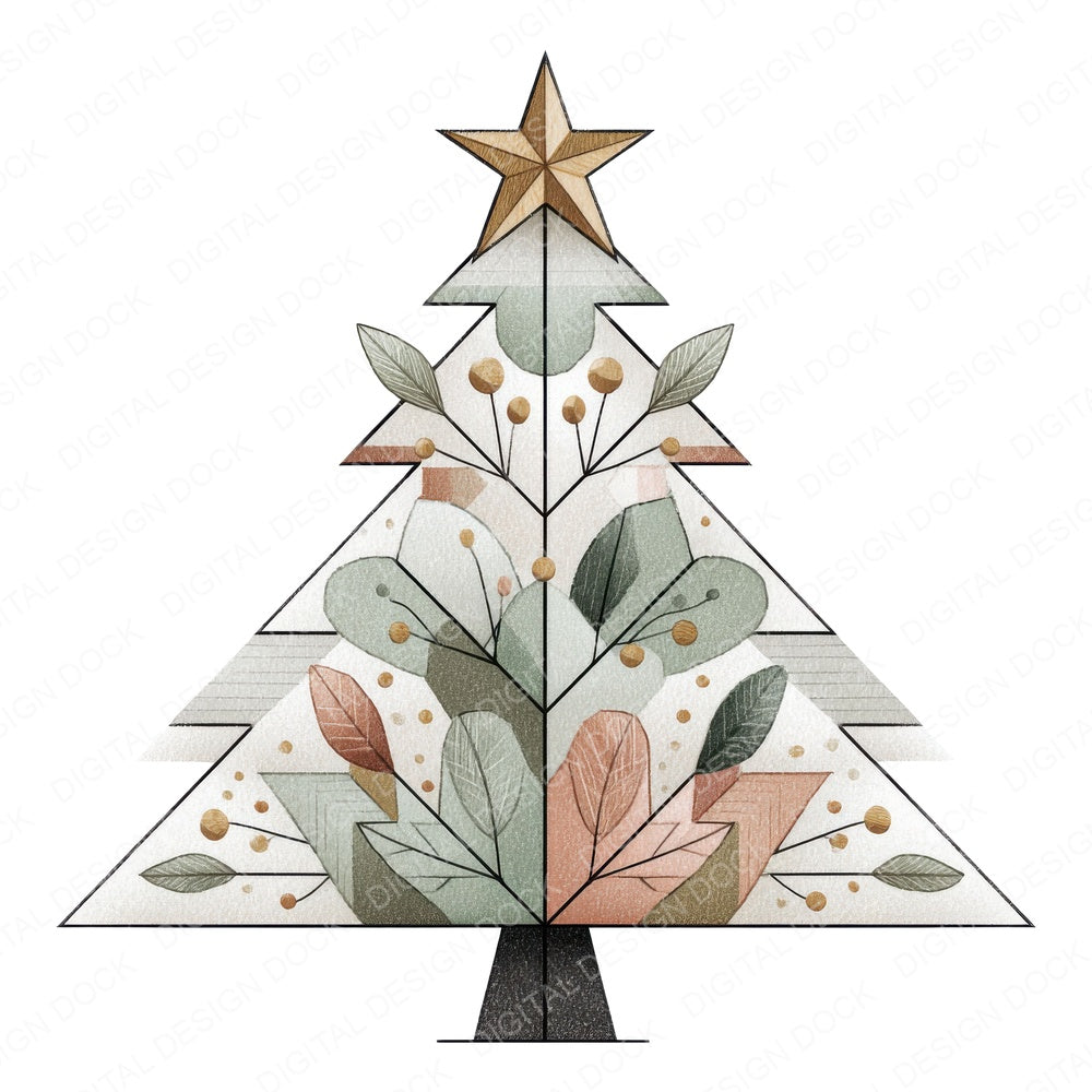 Scandinavian Christmas Tree A fussy cut sheet in US Letter format showing all 12 designs on one printable page