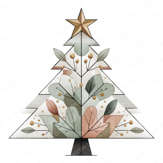 Scandinavian Christmas Tree A fussy cut sheet in US Letter format showing all 12 designs on one printable page