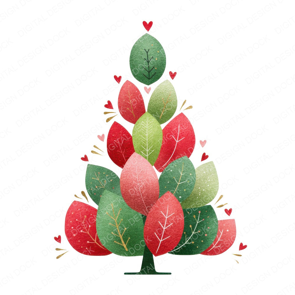 Scandinavian Christmas Tree B fussy cut sheet in A4 format showing all 12 designs on one printable page