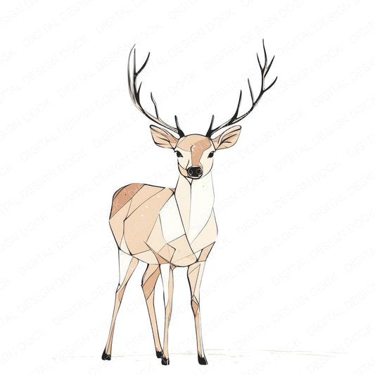 Scandinavian Deer fussy cut sheet in A4 format showing all 12 designs on one printable page