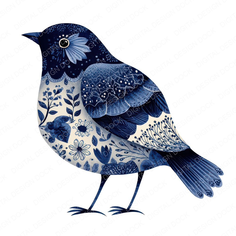 Scandinavian Floral Bird fussy cut sheet in A4 format showing all 12 designs on one printable page
