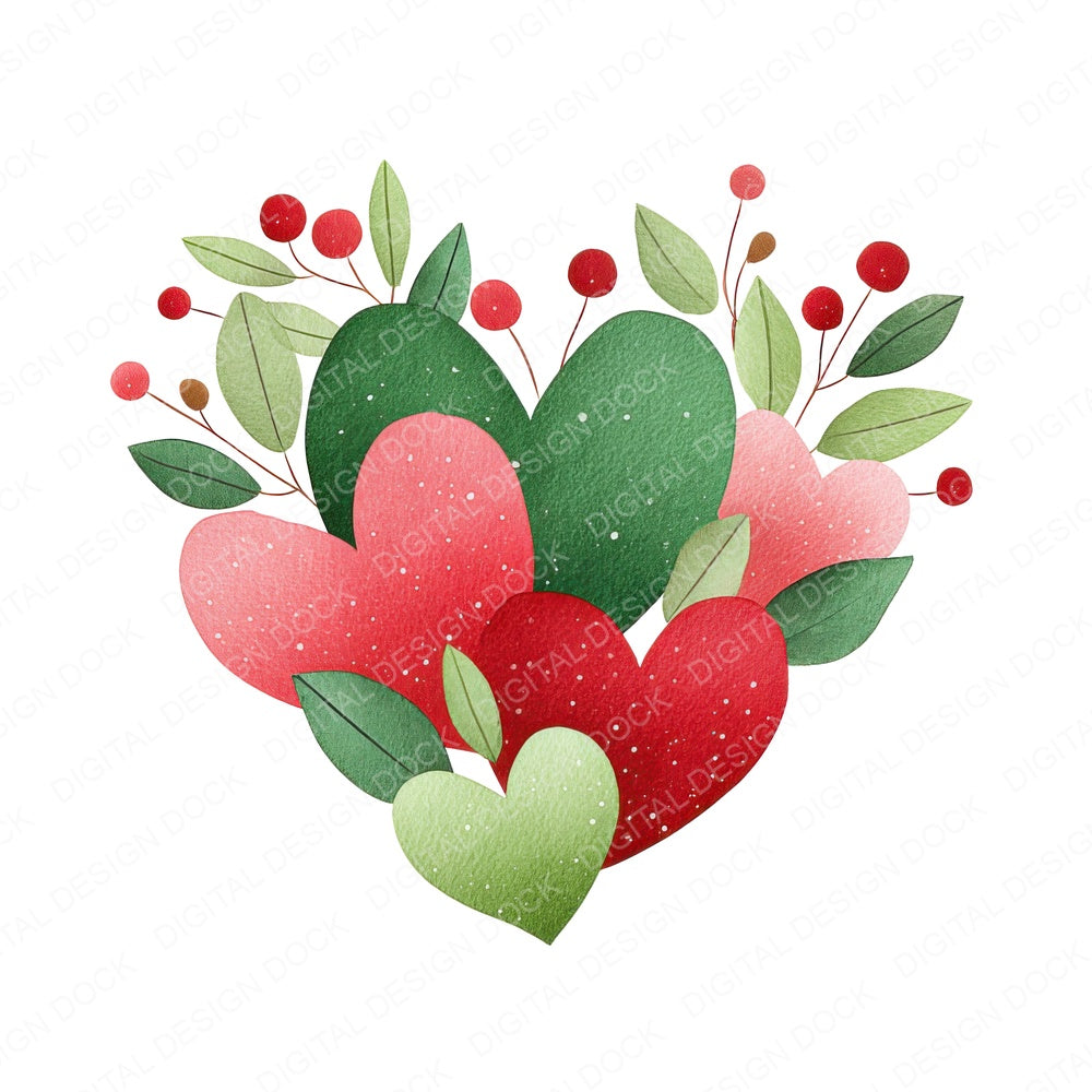 Scandinavian Love Heart Design fussy cut sheet in A4 format showing all 12 designs on one printable page