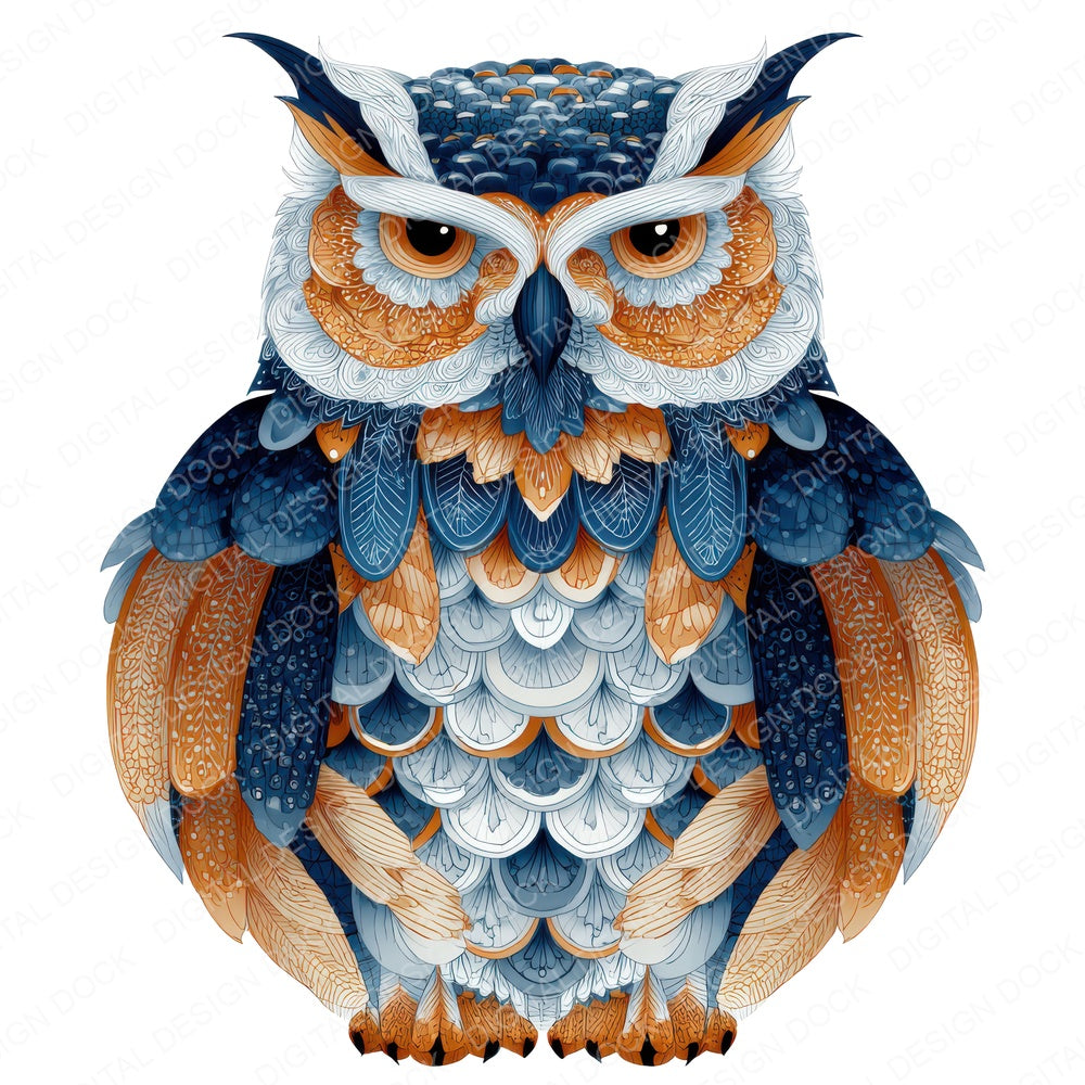 Scandinavian Owl Patterned fussy cut sheet in A4 format showing all 12 designs on one printable page